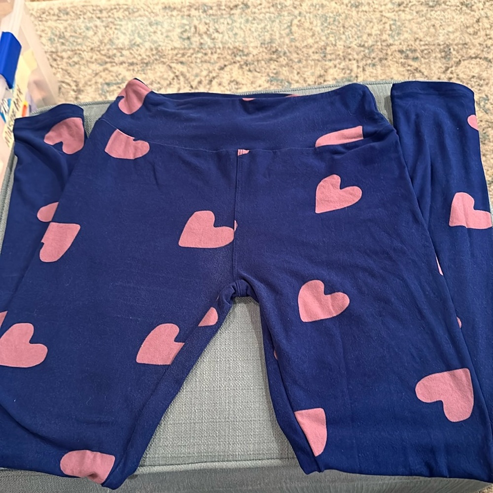 EUC LuLaRoe Blue and Purple Heart Leggings
